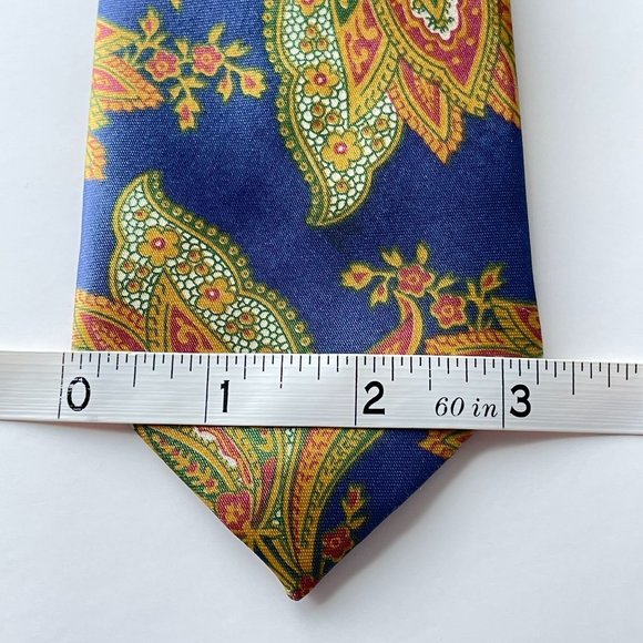 4/$25 Vintage Rome Silk Necktie Baroque Floral Print Blue Red Orange Green - Picture 5 of 11